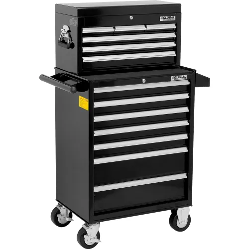Global Industrial™ 26-3/8” x 18-1/8 x 52-9/16 13 Drawer Black Roller  Cabinet u0026 Chest Combo