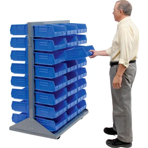 Double Sided Floor Rack Bin Organizer with 11 x 5 1/2 x 5 Bins H