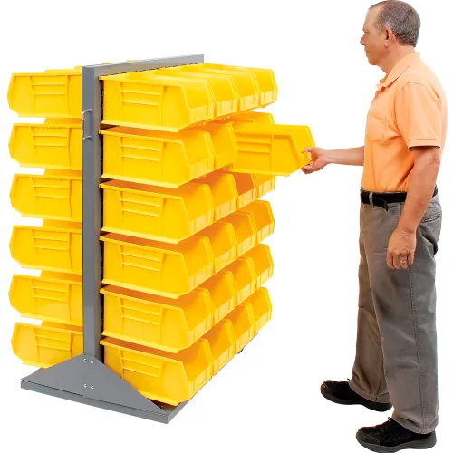 Double Sided Floor Rack Bin Organizer with 11 x 5 1/2 x 5 Bins H