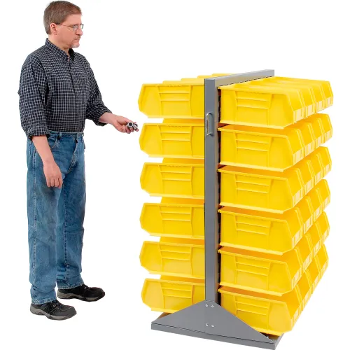 Double Sided Floor Rack Bin Organizer with 11 x 5 1/2 x 5 Bins H