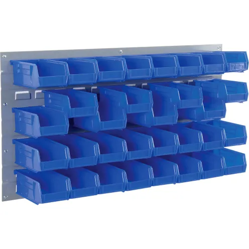  Global Industrial Wall Bin Rack Panel with (32) Yellow Bins,  36x7x19