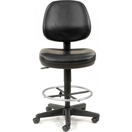Interion® Vinyl Task Stool, 360° Footrest, Black - Office Supply Hut