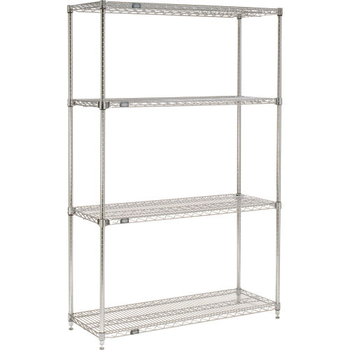 Nexel® Chrome, 4 Tier, Quick Adjust, Wire Shelving Starter Unit, 60