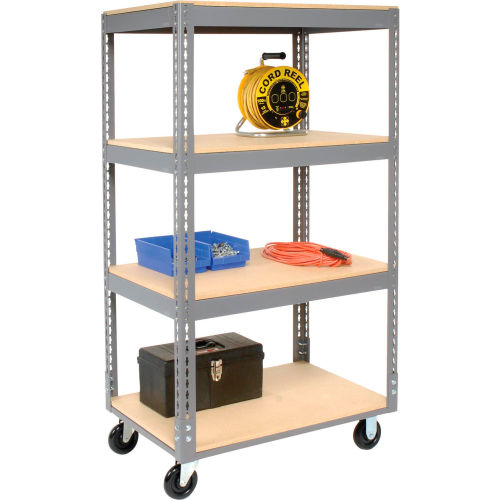 Easy Adjust Boltless Wood Shelf Storage Truck