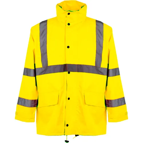 GSS Safety 6001 Class 3 Rain Coat with 2 Patch Pockets, Lime, S/M