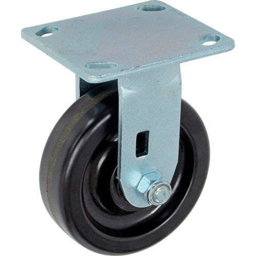 Heavy Duty Rigid Plate Caster 5in Plastic Wheel 500 Lb. Capacity
																			