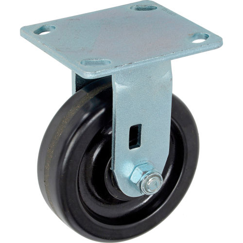 Heavy Duty Rigid Plate Caster 5in Plastic Wheel 500 Lb. Capacity