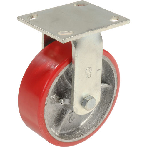 Heavy Duty Rigid Plate Caster 6in. Polyurethane Wheel 800 lb. Capacity