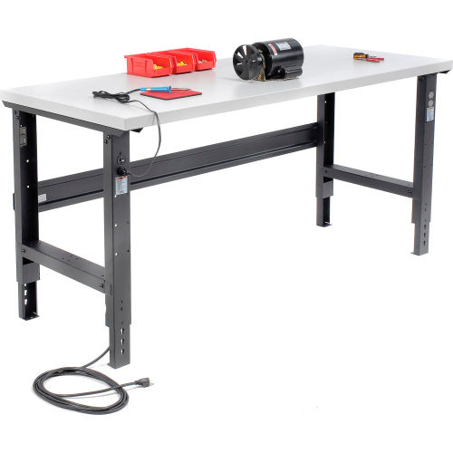 72 X 30 Plastic Laminate Square Edge Workbench Adjustable Height Black