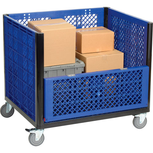 Global Industrial™ Easy Assembly Vented Wall Container - Drop Gate/Casters  39-1/4x31-1/2x34 OH