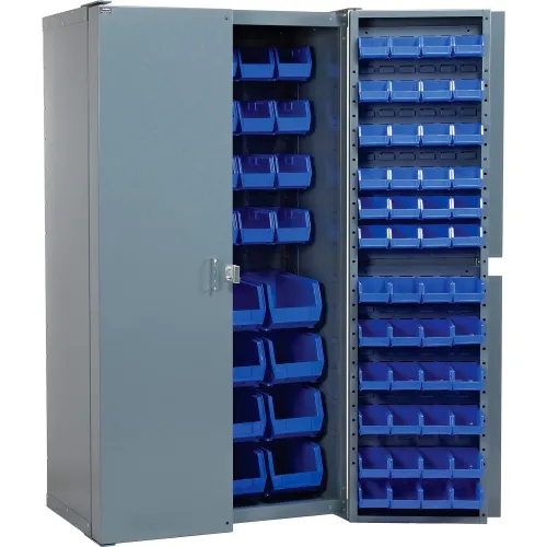 Global Industrial™ Bin Cabinet Deep Door, 96 YL Bins, Shelves, 16