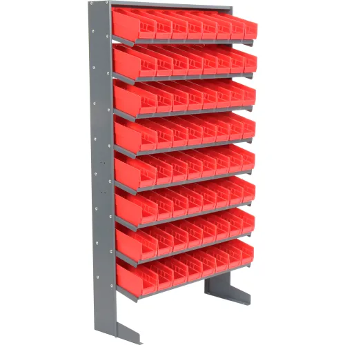 Floor Pick Rack - 64 Plastic Bins 12 Deep - Industrial Shelving