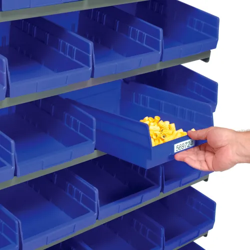 Global Industrial 7 Shelf Steel Shelving with (48) 4 H Plastic Shelf Bins,  Blue, 36x12x39