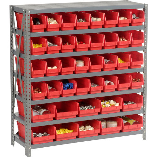 7 Shelf Steel Shelving With 42 Akro-Mils Shelf Bins