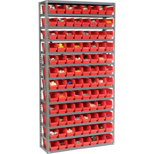 Steel Shelving with Akro Mils Plastic Shelf Bins