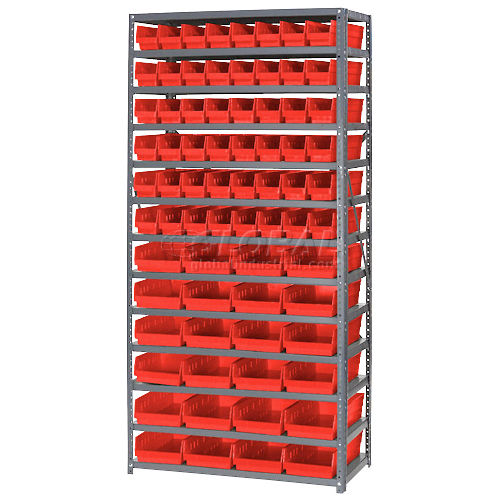 13 Shelf Steel Shelving with Akro Bins