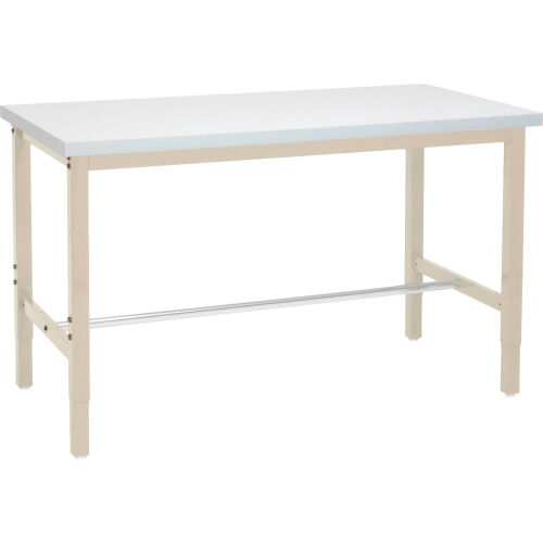 60W x 30D Adjustable Height Workbench Square Tubular Leg - ESD Square Edge - Tan