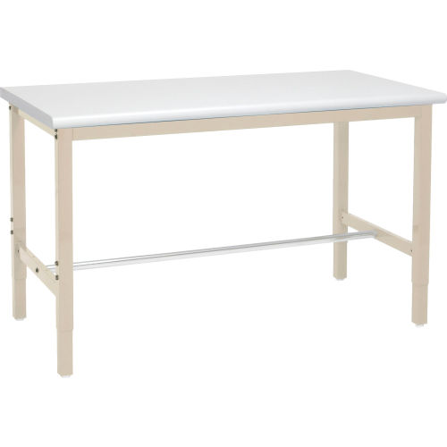 60W x 30D Adjustable Height Workbench Square Tubular Leg - Plastic Laminate Safety Edge - Tan