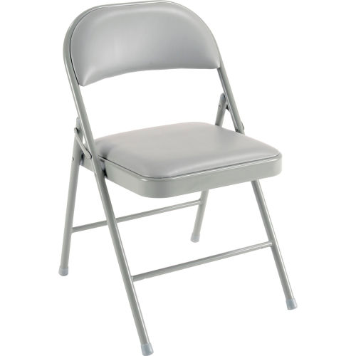 Interion® Folding Chair, Vinyl, Gray