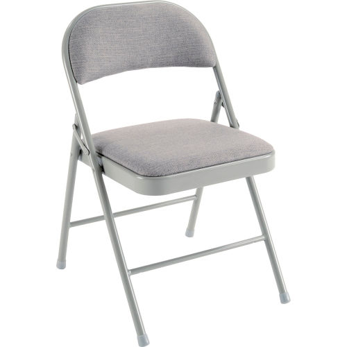 Interion® Steel Folding Chair With Padded Fabric, Gray
