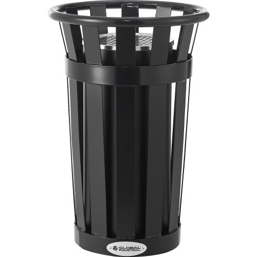Global Industrial™ Slatted Steel Outdoor Ashtray, 13 Gallon, Black