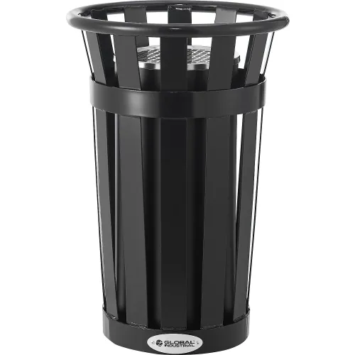 Global Industrial™ Slatted Steel Outdoor Ashtray, 13 Gallon, Black