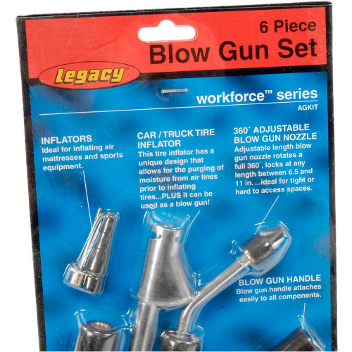 6 PIECE AIR BLOW GUN KIT WITH NOZZLES 