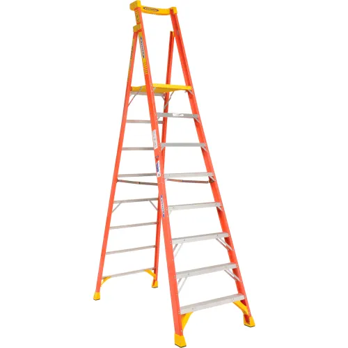 Werner PD6208 Fiberglass Podium Stepladder, 8 ft, 300 lb Capacity, Type IA