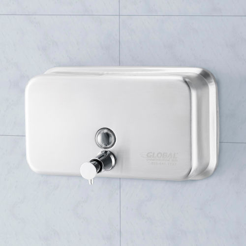 Global® Stainless Steel Horizontal Liquid Soap Dispenser - 1000 ml
																			