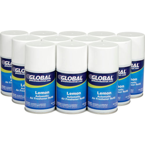 Global™ Automatic Air Freshener Refills, Lemon 7 oz. Can - 12 Refills/Case