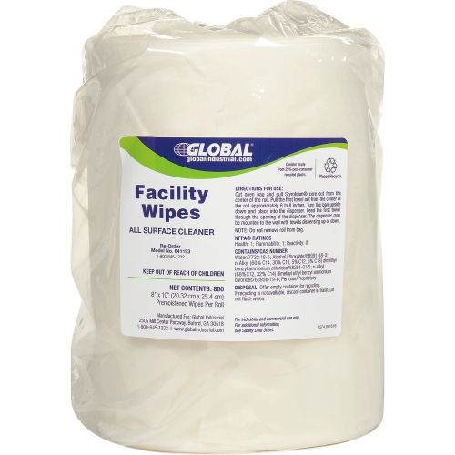 Global™ Facility Wipes, 800 Wipes/Refill Roll, 2 Refills/Case
																			