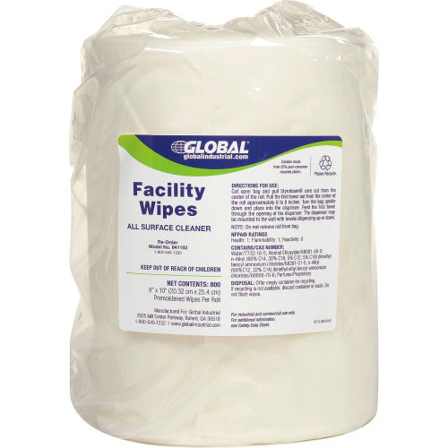 Global™ Facility Wipes, 800 Wipes/Refill Roll, 2 Refills/Case
