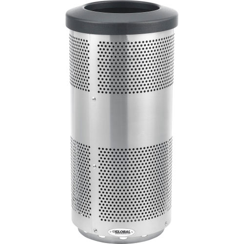 Global Industrial™ 20 Gallon Perforated Steel Receptacle with Flat Lid - Stainless
