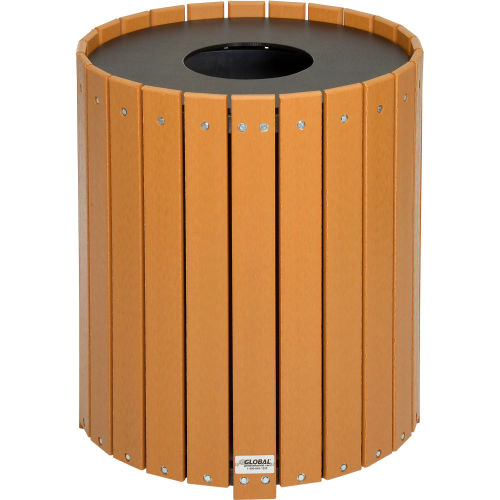 Global Industrial™ 32 Gallon Round Recycled Plastic Receptacle W/ Liner, Cedar
																			