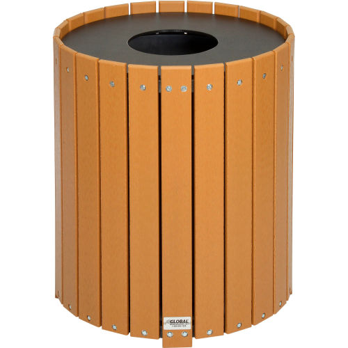 Global Industrial™ 32 Gallon Round Recycled Plastic Receptacle W/ Liner, Cedar
