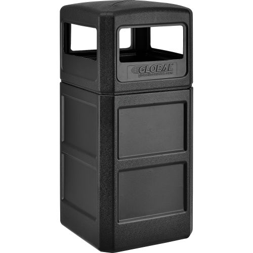 Global Industrial™ Square Plastic Waste Receptacle W/ Dome Lid - 42 Gallon Black