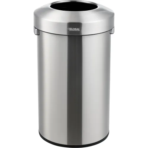 Imprinted 360 Open Top Waste Receptacle in Stainless Steel - 25 Gallon