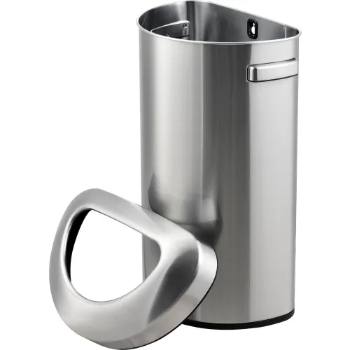 Global Industrial 16 Gal Stainless Steel Semi-Round Open Top Trash Can