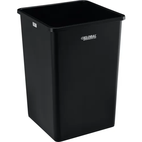 Global Industrial™ Square Plastic Trash Can 35 Gallon Black 