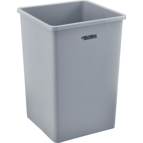 Global Industrial™ Square Plastic Trash Container, Garbage Can - 35 Gallon Gray
																			