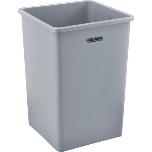 Global Industrial™ Square Plastic Trash Container, Garbage Can - 35 Gallon Gray