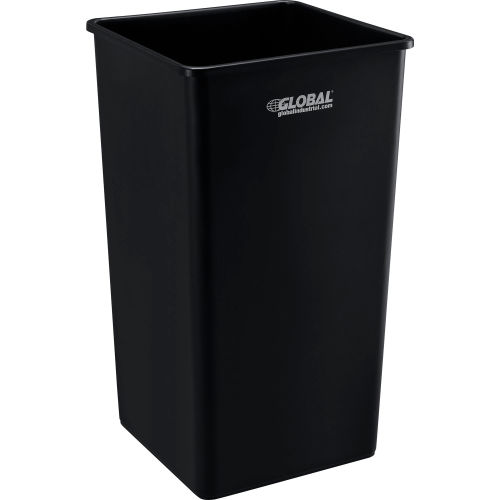 Global Industrial™ Square Plastic Trash Container, Garbage Can - 50 Gallon Black