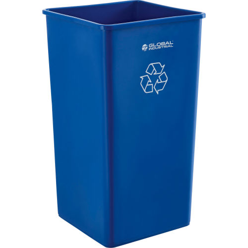 Global Industrial™ Square Plastic Recycling Trash Container, Garbage Can - 55 Gallon Blue