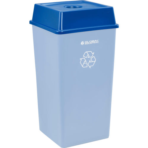 Global Industrial™ Bottles & Cans Recycling Lid For 35 & 55 Gallon Cans, Blue