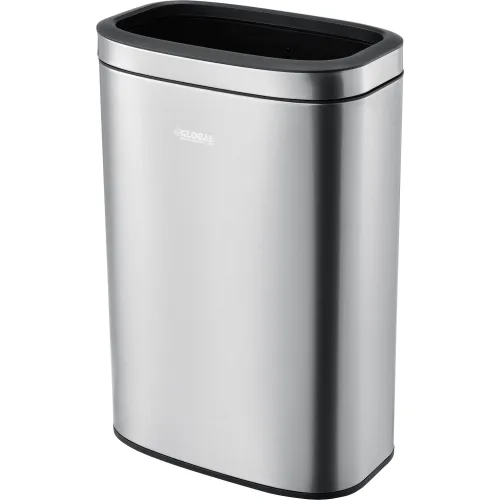 Global Industrial™ Half Round Side Open Trash Can, 9 Gallon, Matte  Stainless Steel