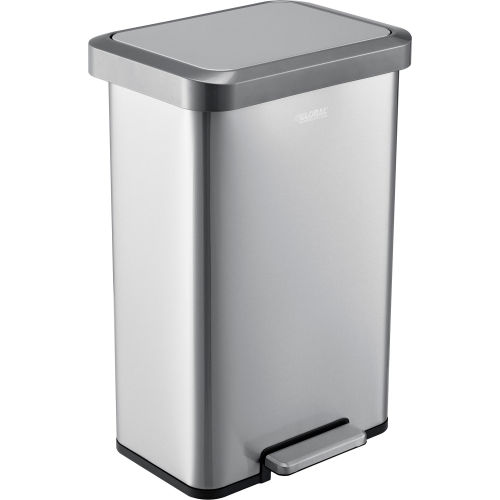 Global Industrial™ Stainless Steel Rectangular Step Trash Can - 12 Gallon