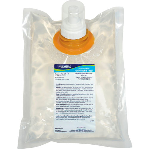 Global Industrial™ Ultra Green Foam Hand Soap 1200ml Refill - 6 Refills/Case