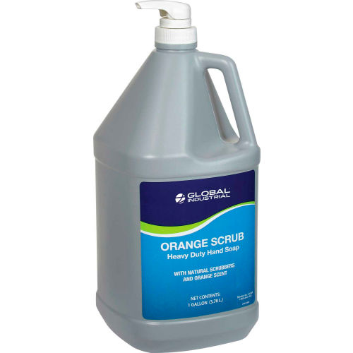 Global Industrial™ Orange Scrub Heavy Duty Hand Cleaner, Orange Scent,Gallon Pump Bottle-4/Case