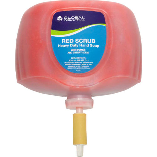 Global Industrial™ Red Scrub Heavy Duty Hand Cleaner, Cherry Scent, 2L Refill - 4/Case
