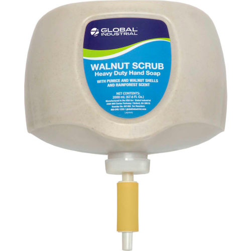 Global Industrial™ Walnut Scrub Heavy Duty Hand Cleaner, Rainforest Scent, 2L Refill - 4/Case
